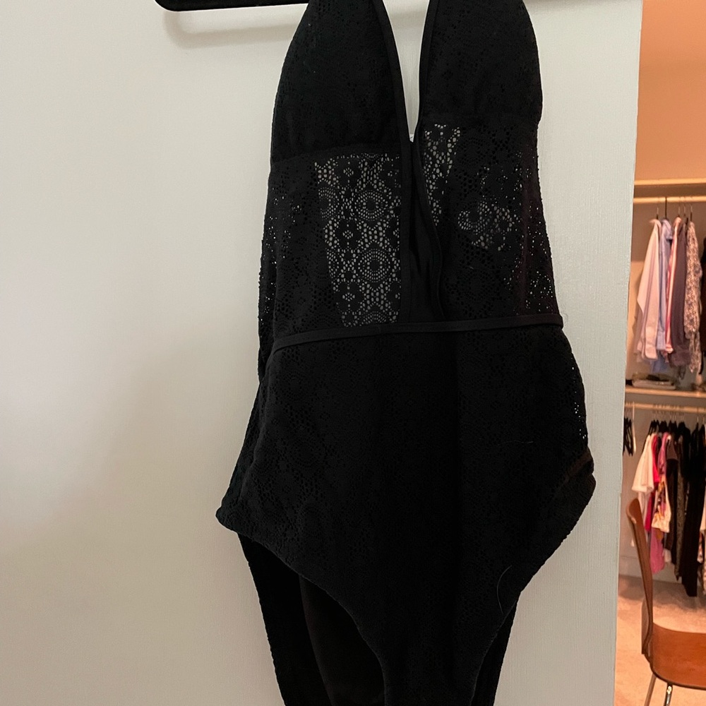 Mossimo Crochet Black Sexy One Piece Bathing Suit Size Medium